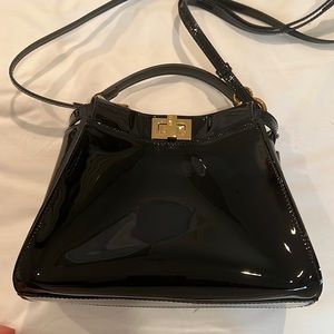 Two in one. Patent leather peakaboo